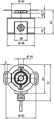 Leuze EI 1058 rotary encoder with 360 pulses and shaft output. Leuze EI 1058 rotary encoder with 360 pulses and shaft output.