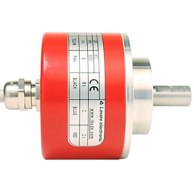 Side profile showing 8 mm shaft and clamping flange of Leuze incremental encoder Side profile showing 8 mm shaft and clamping flange of Leuze incremental encoder