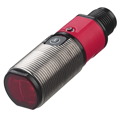 Status LEDs and rugged housing of Leuze FT328.3/2N‑M12 sensor Status LEDs and rugged housing of Leuze FT328.3/2N‑M12 sensor