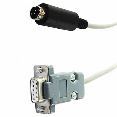 side of RS‑232 9‑pin to 8‑pin mini‑DIN connector for Delta DVP