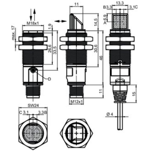 Leuze LE328/4P-M12 - Throughbeam photoelectric sensor receiver Leuze LE328/4P-M12 - Throughbeam photoelectric sensor receiver