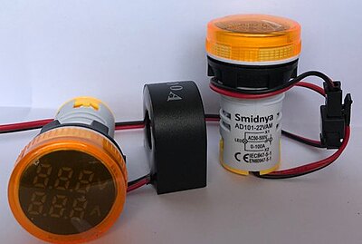 Yellow Smidnya Dual Meter 500V 100A – Round Indicator for Panels at Smidmart Pune